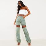 Women's High-Waist Cargo Pants Loose Fit Convertible Pants With Zip-Off Legs To Shorts Cotton Twill For All Seasons