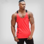 Sports Running T-shirt Men Gym Fitness Tops Tee Shirt String - Imagen 2