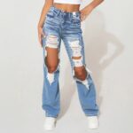 Loose Fit Distressed Denim Jeans American Style Ripped Design Trendy Edgy Look For Women Retro Summer Fashion Streetwear High Waisted Sequin Fringe Shorts