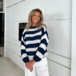 Loose Striped Pullover Sweater Fashion Versatile Long-sleeved Knitted Tops For Women Clothing - Imagen 5