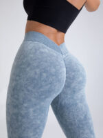 V Back Scrunch Butt Workout Leggings Women Seamless Gym Yoga Leggings High Waist - Imagen 9