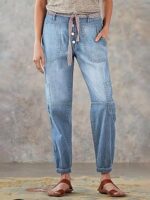 Women's High-Waist Lace-Up Jeans Wide-Leg Full-Length With Sexy Corset-Style Side Lacing Statement Denim For Parties And Festivals